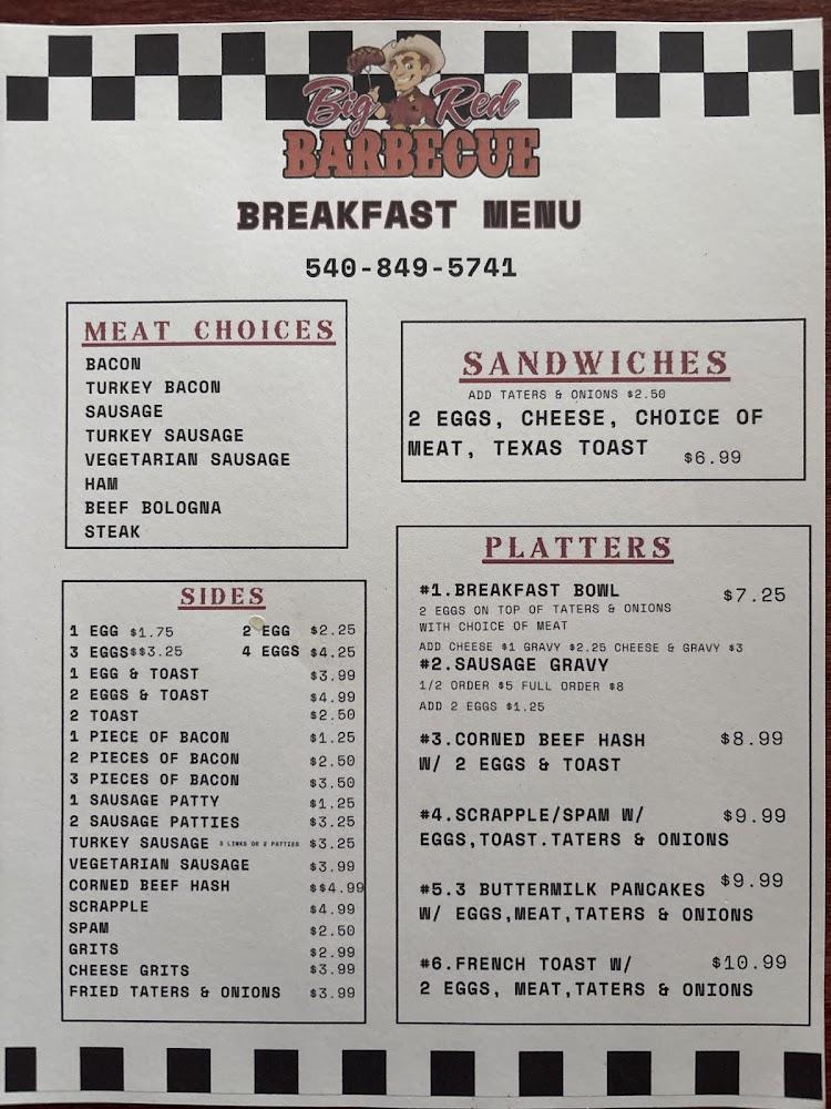 Big Red Barbecue Menu image 3