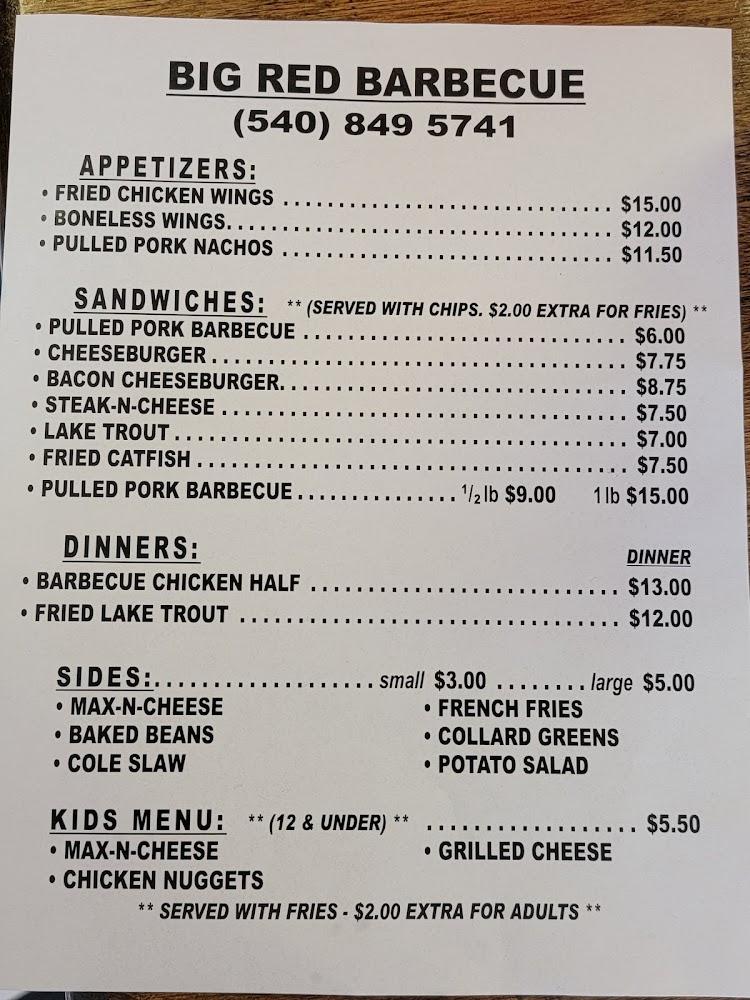 Big Red Barbecue Menu image 4